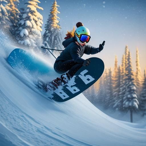 Mouse Surfer in Snowboard Snowscape