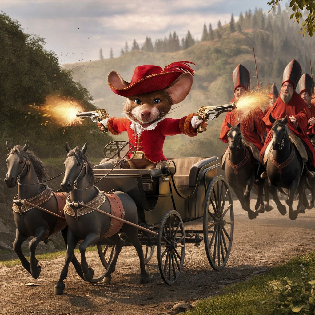 The Mousketeer escaping the corrupt Cardinal's guards