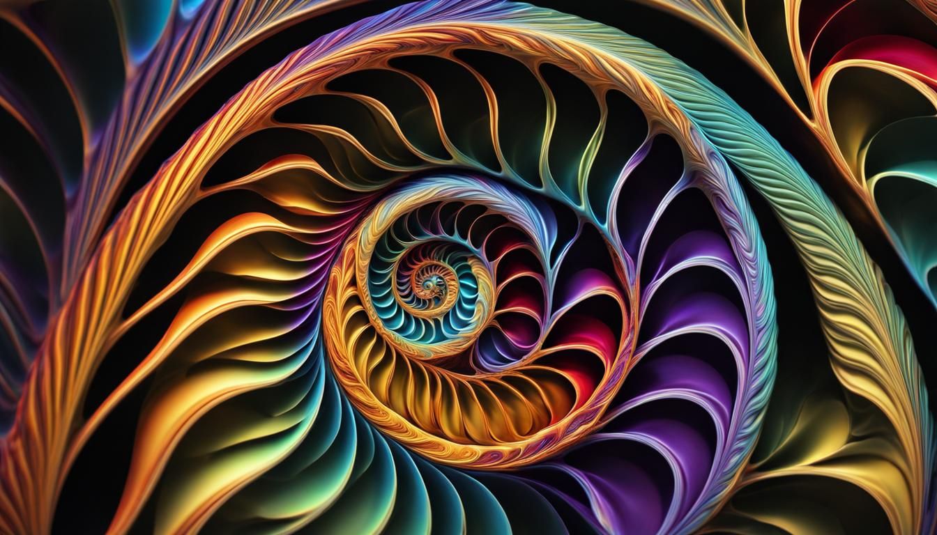 Balanced and symmetrical multicolor Nautilus fractal  by @Bunnzo