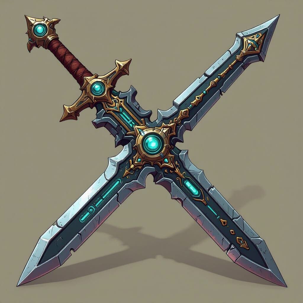 one-hand sword, mix of cyberpunk style and world of warcraft style, no background, no avatars