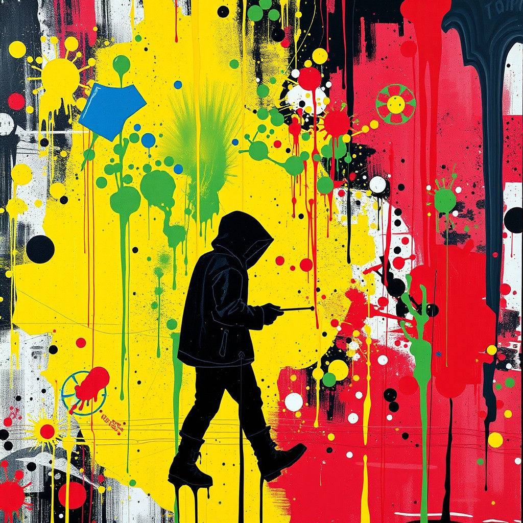 Colorful Hearts Merge in Graffiti Art Style