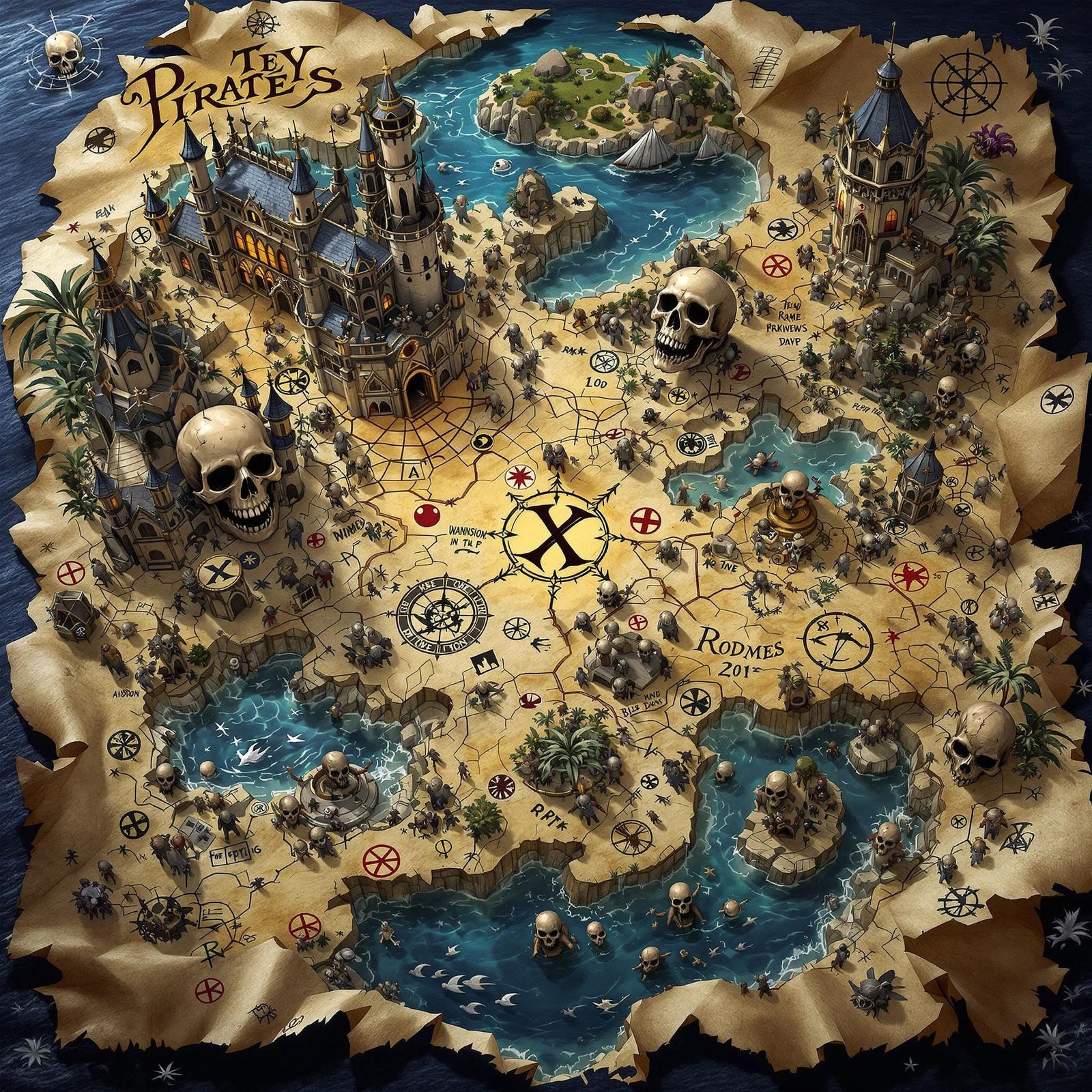 Very Detailed 3D Pirate Treasure Map  by @Jeff