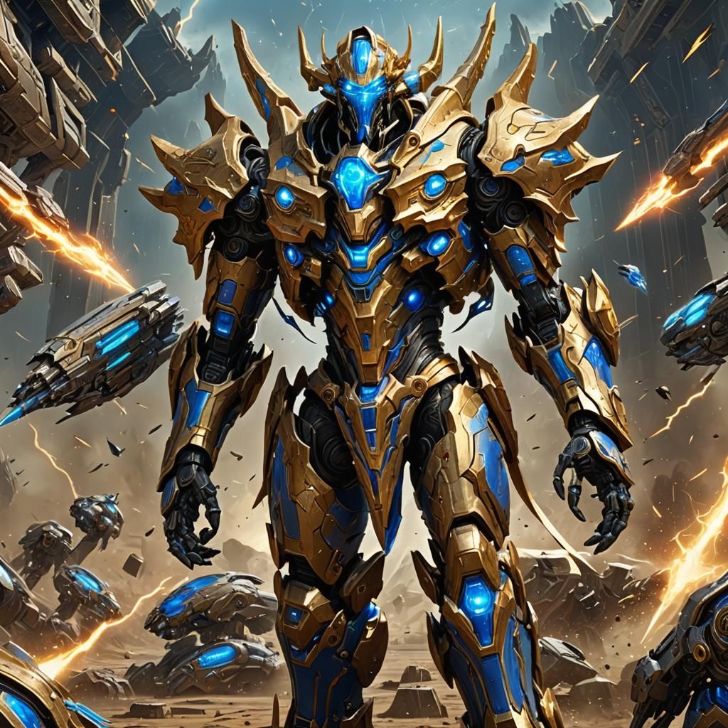 Protoss archon displaying Overwhelming power. Daytime atmosphere, with ...