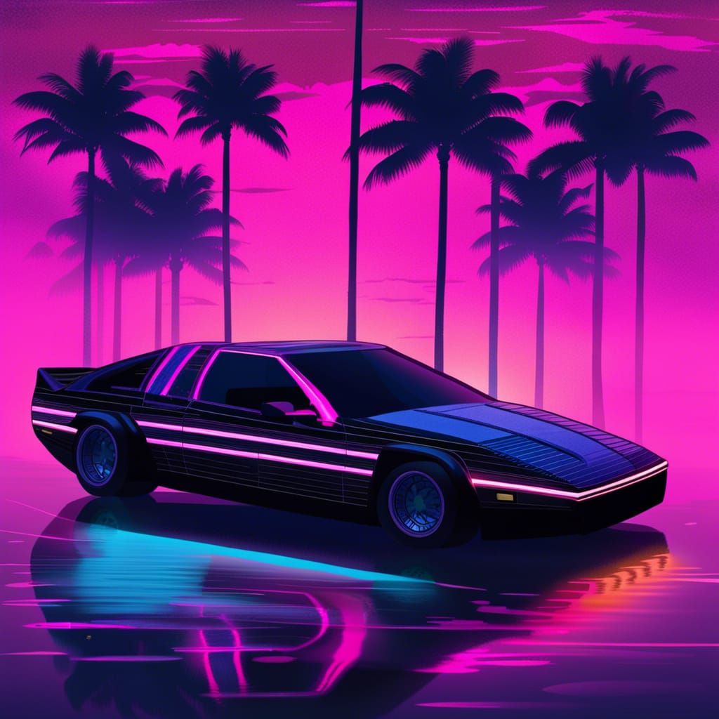 vaporwave Knight Rider car - AI Generated Artwork - NightCafe Creator