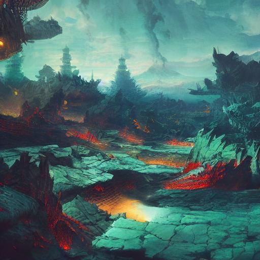 Phoenix and Dragon Dance in Fiery Circle