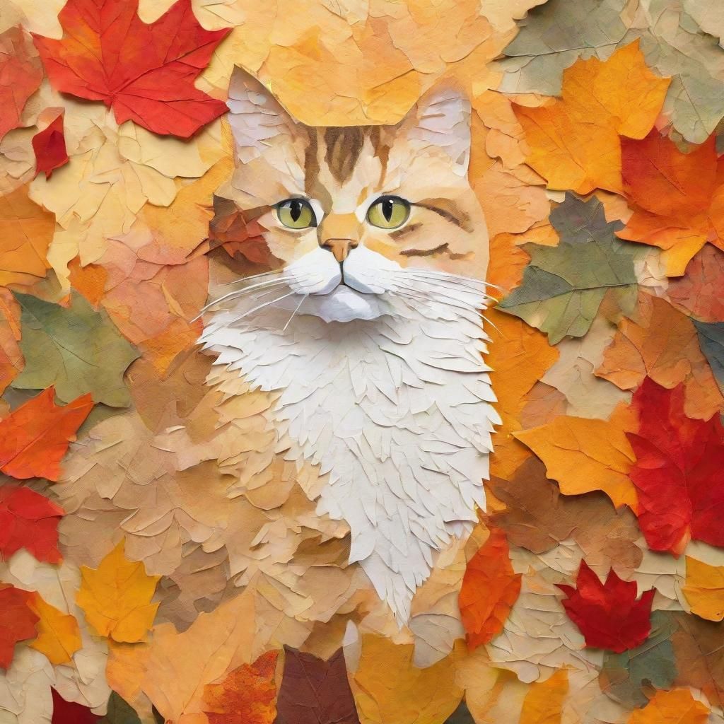 Fall paper collage with beautiful cat 
Fall paper collage ar...