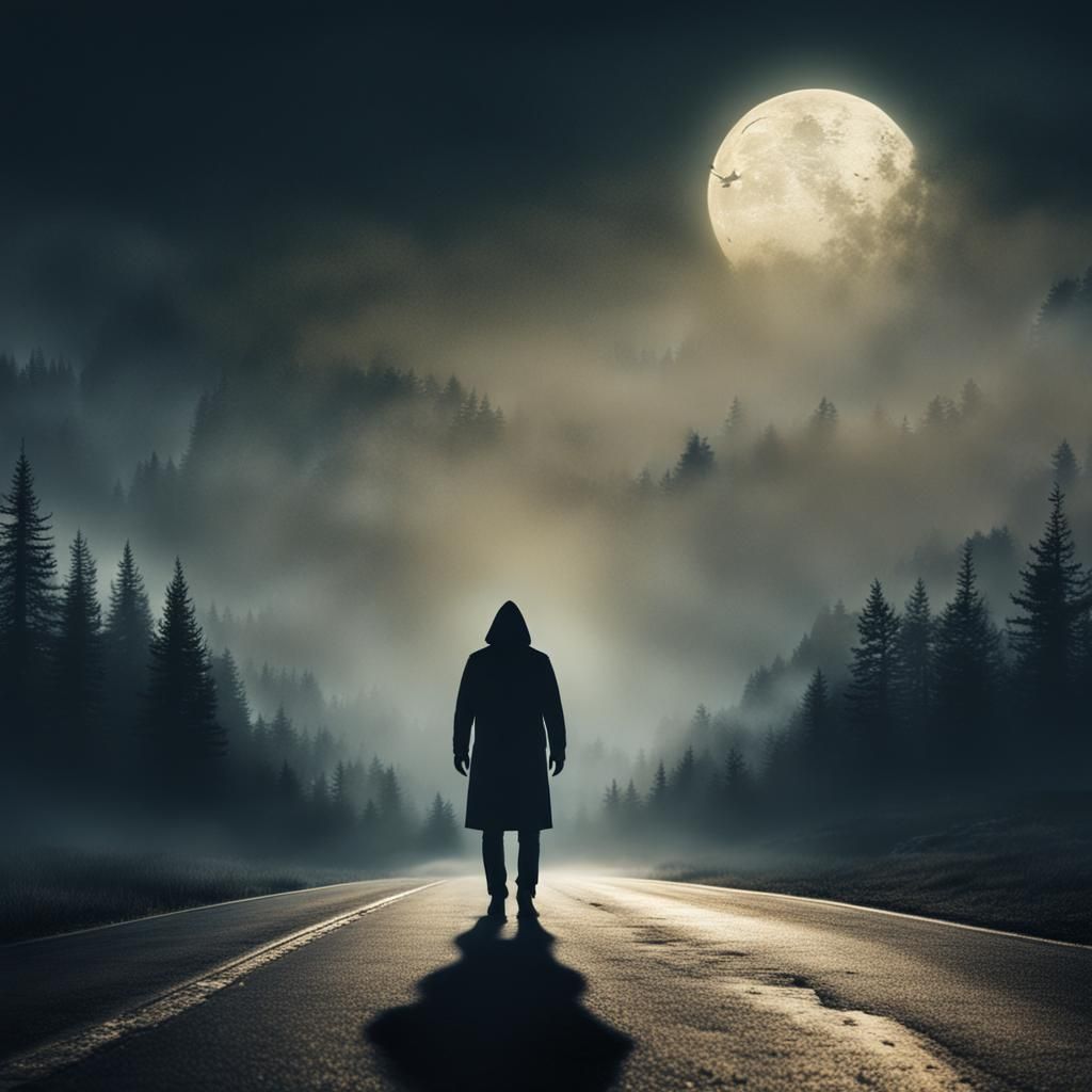 man shrouded in fog