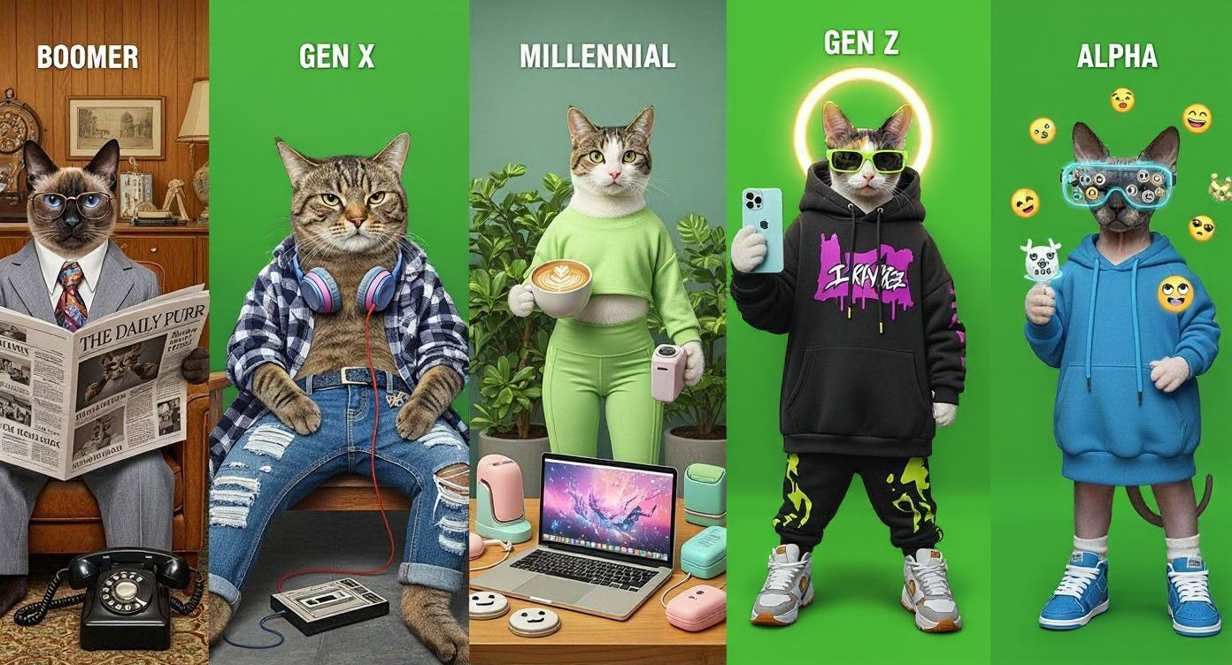 Generational Cats  by @KrisB