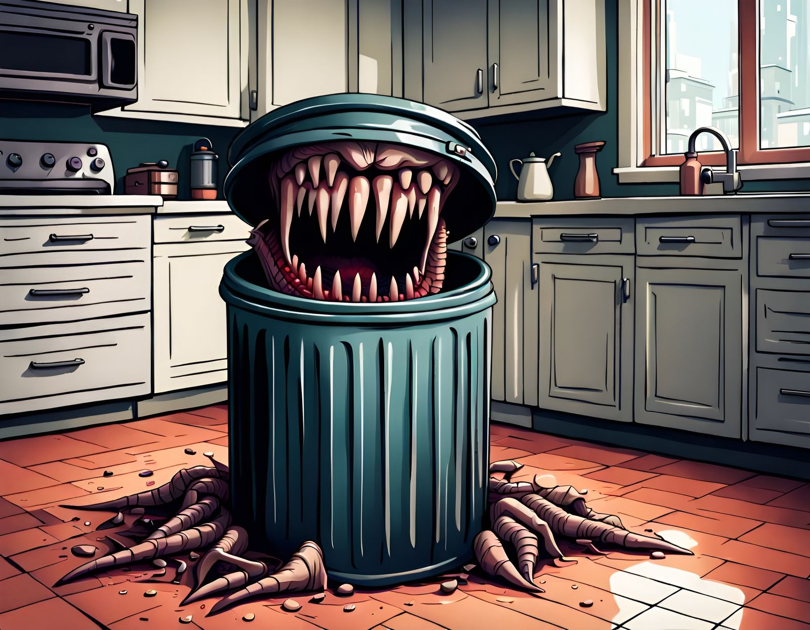 Monster trash can AI Generated Artwork NightCafe Creator
