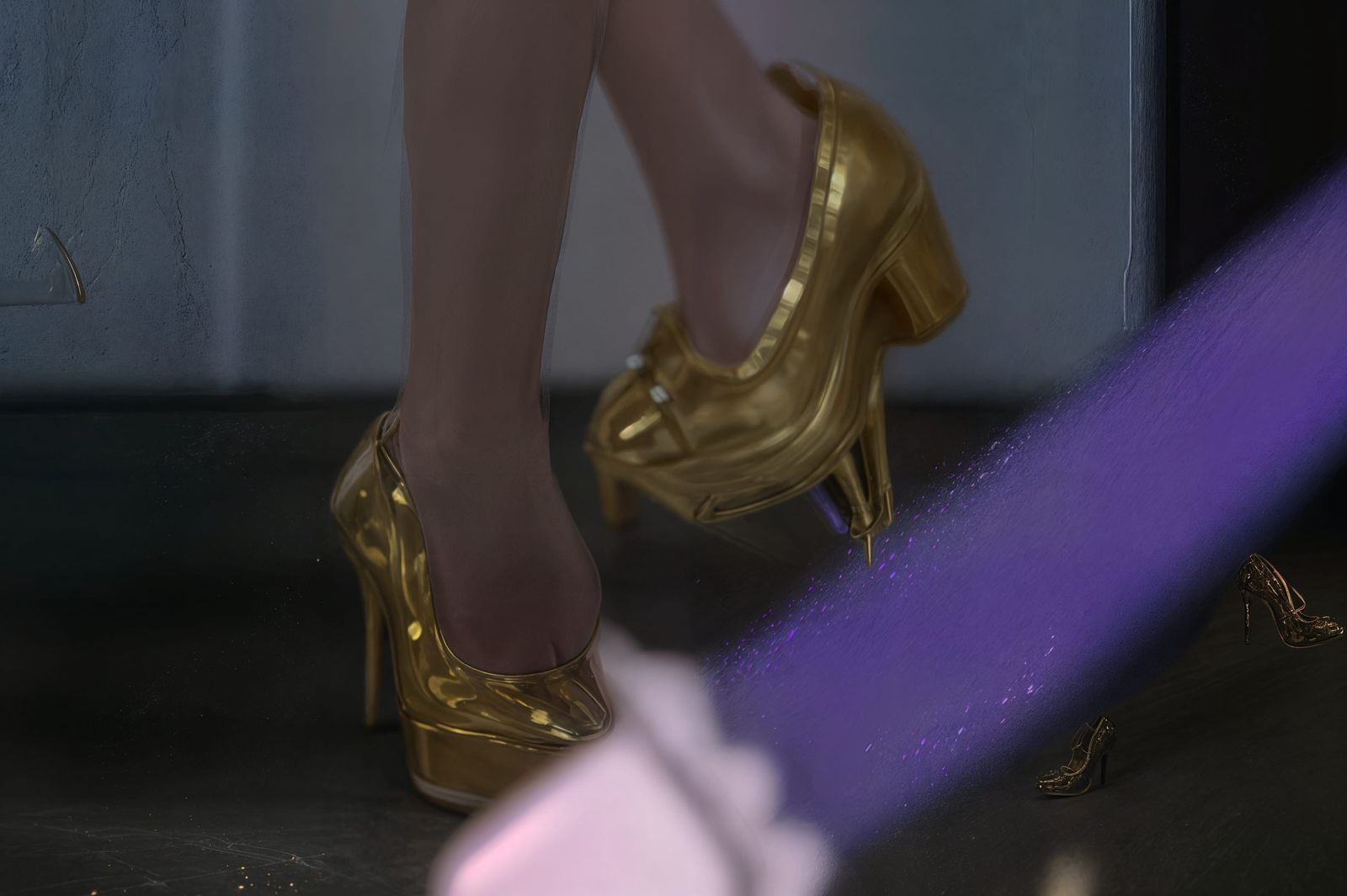 Dean Cadance's Golden High Heeled Shoes