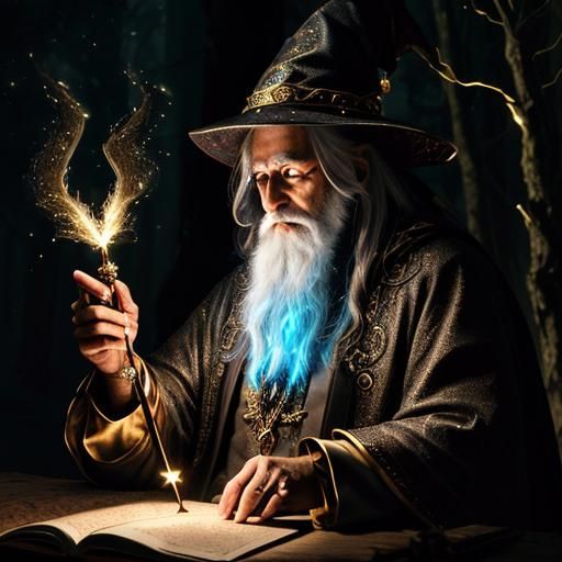 Powerful Wizard writing his memoirs - AI Generated Artwork - NightCafe ...