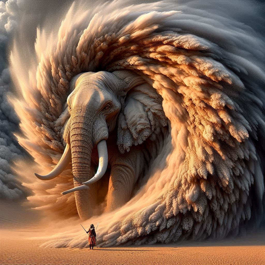 Majestic Elephant in a whirlwind of Sand (2)