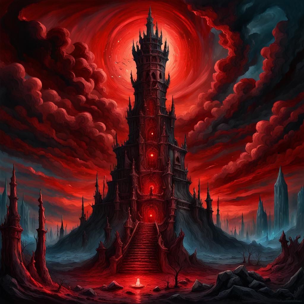 Dark magic tower protecting the lost souls of the damned in ...
