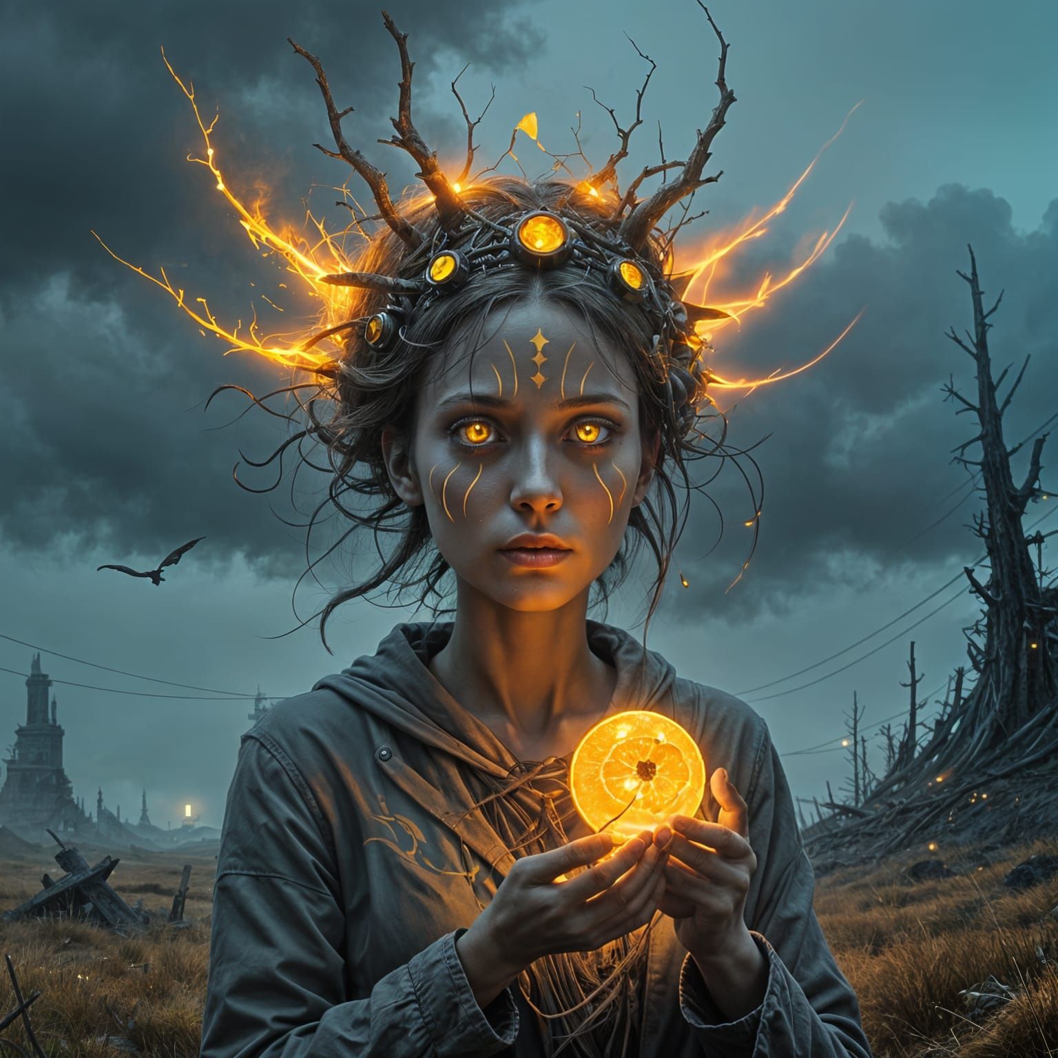 Mystical Sorceress with Ethereal Shield