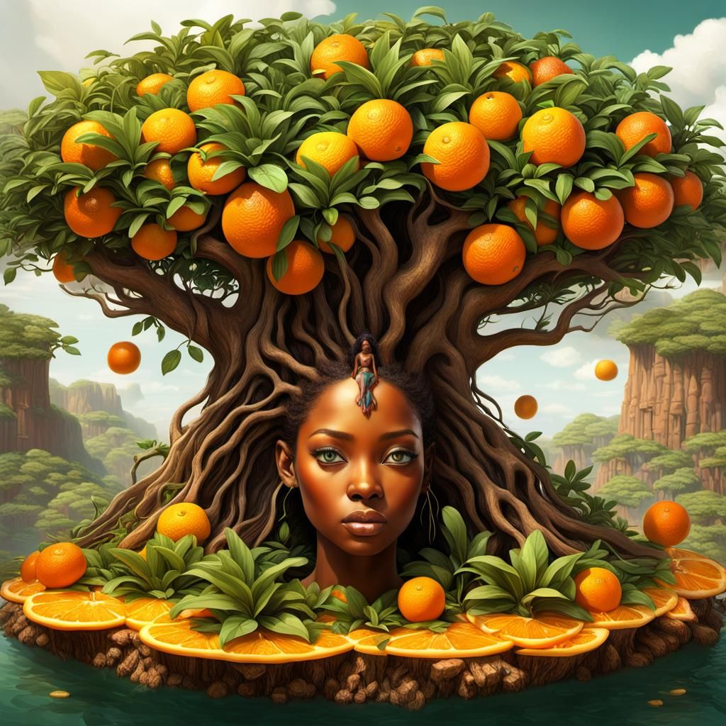 A photo realistic digital illustration of a floating island,...