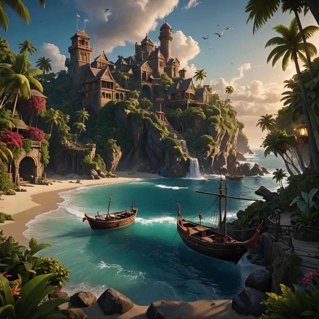 Tropical Islands Fantasy Art in Detailed Matte Painting