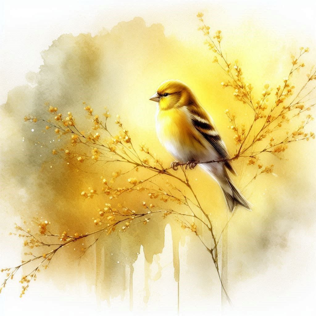 Yellow Finch ~ Watercolor  by @Dryheat