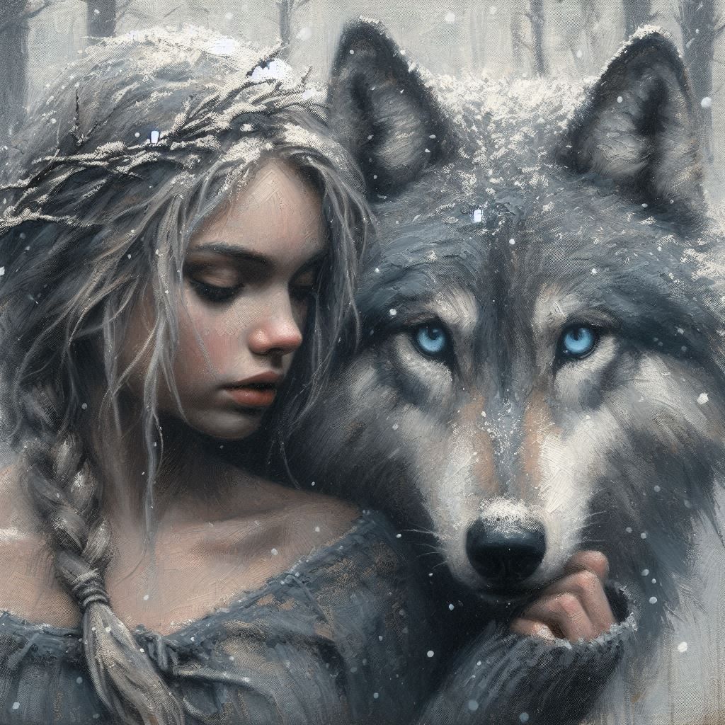 wolf and woman