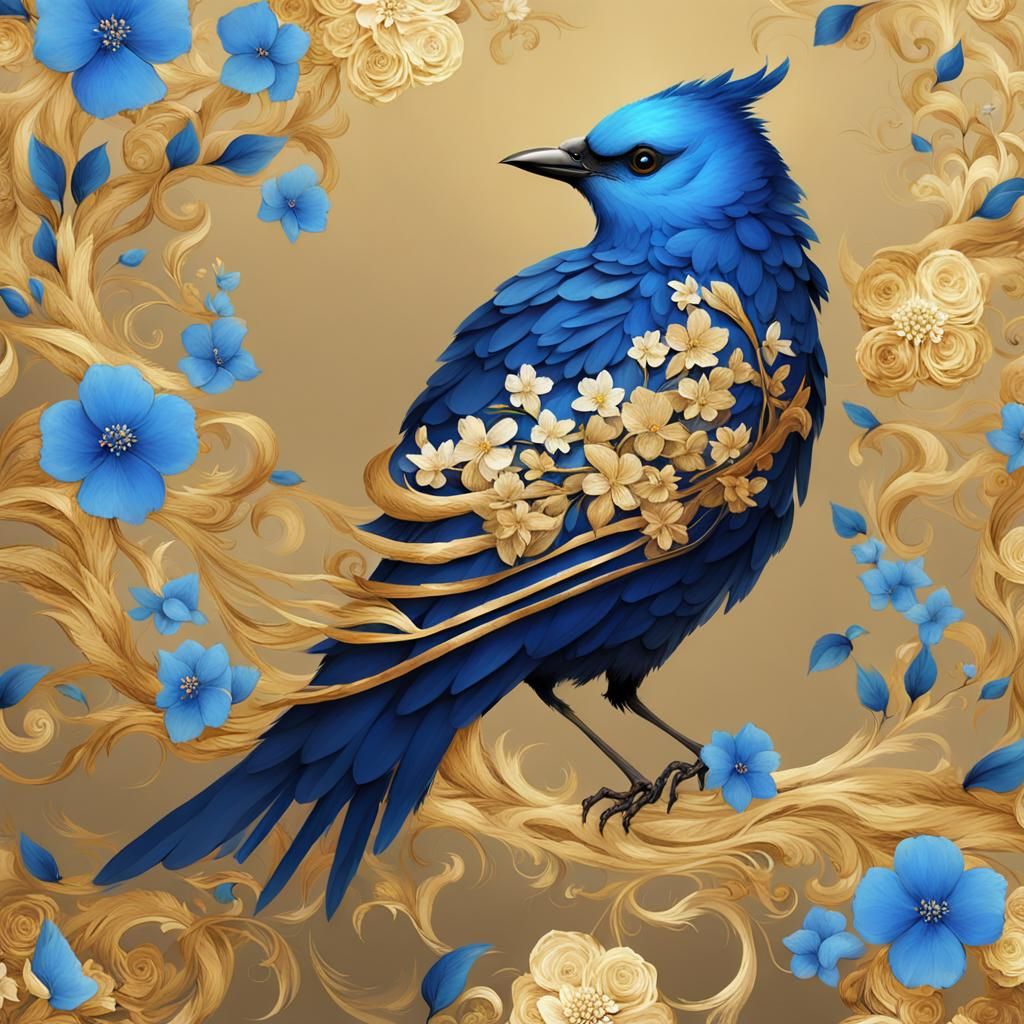 Blossom Bird: Elegant Fantasy Digital Art