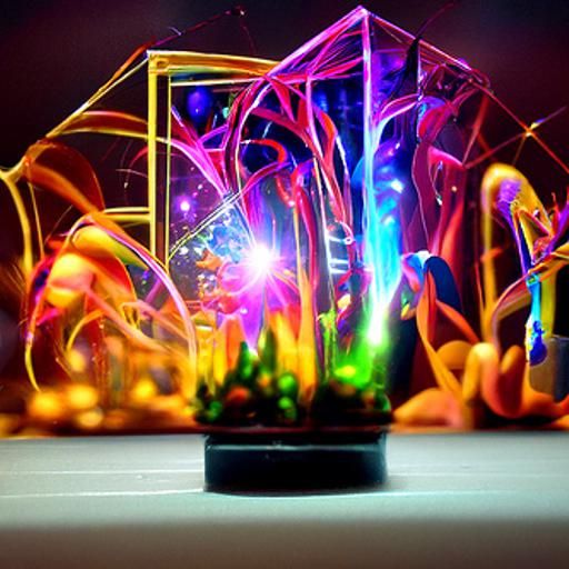 Magnificent neon universe inside a crystal aquarium full of ...