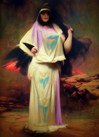 Angel of the revelation in long flowing robes Adolphe Piot