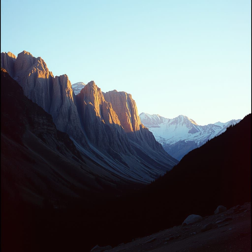 Epic Mountainscape in Cinematic Film Style