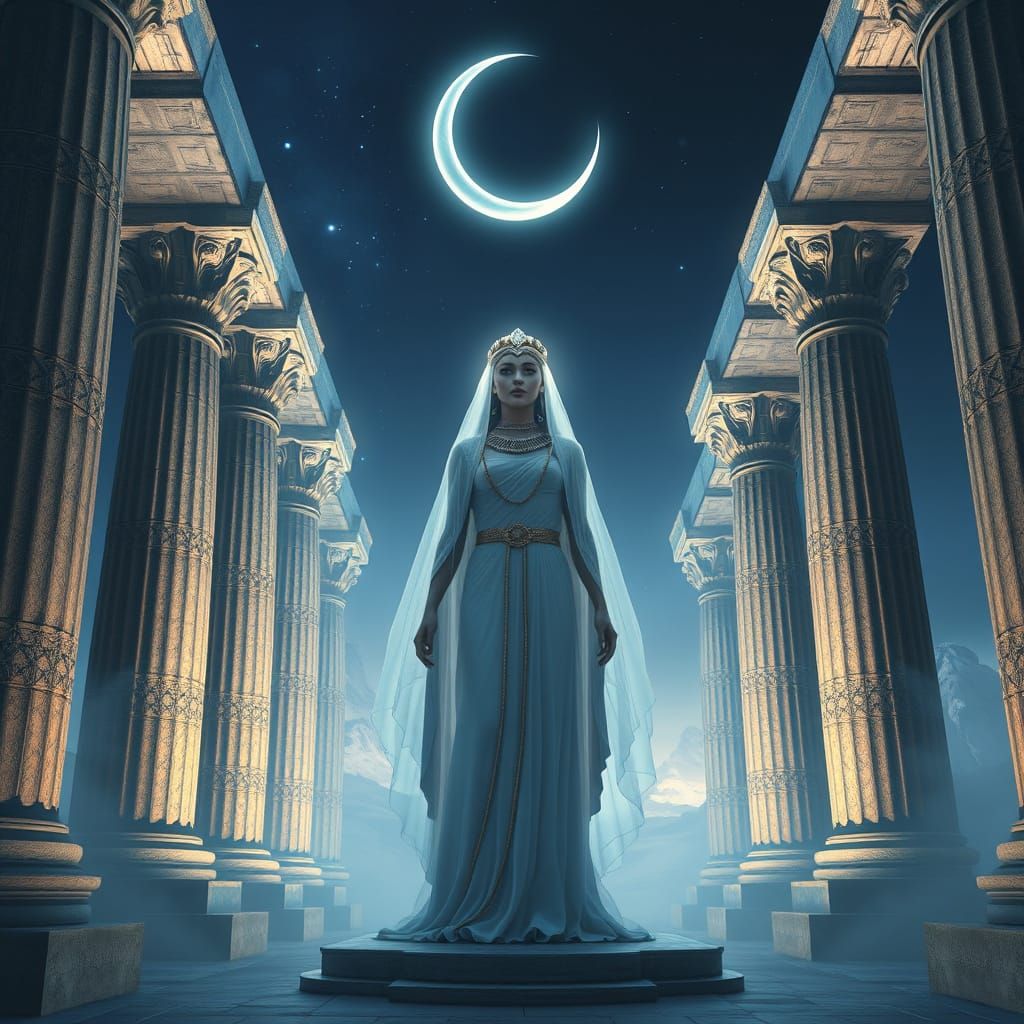 Isis between the two pillars (Jachin and Boaz, with a virgin veil on the moon