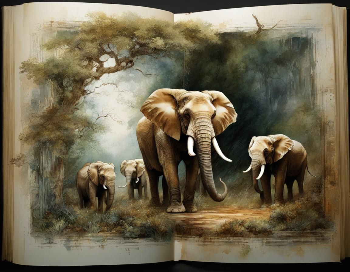 Elephants in the Savannah.
