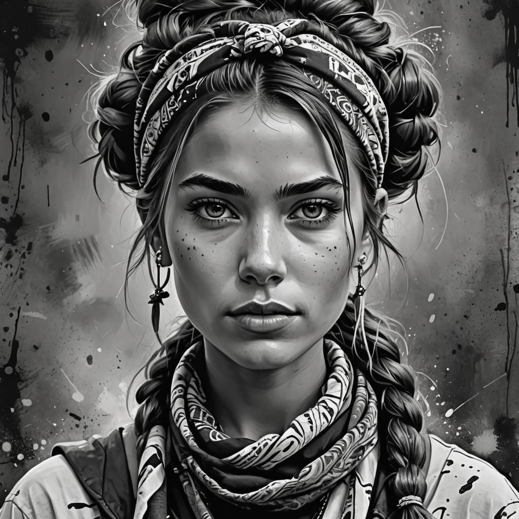 Bandana Girl B&W