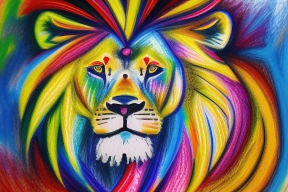 Crayon lion  by @Dusselquark 