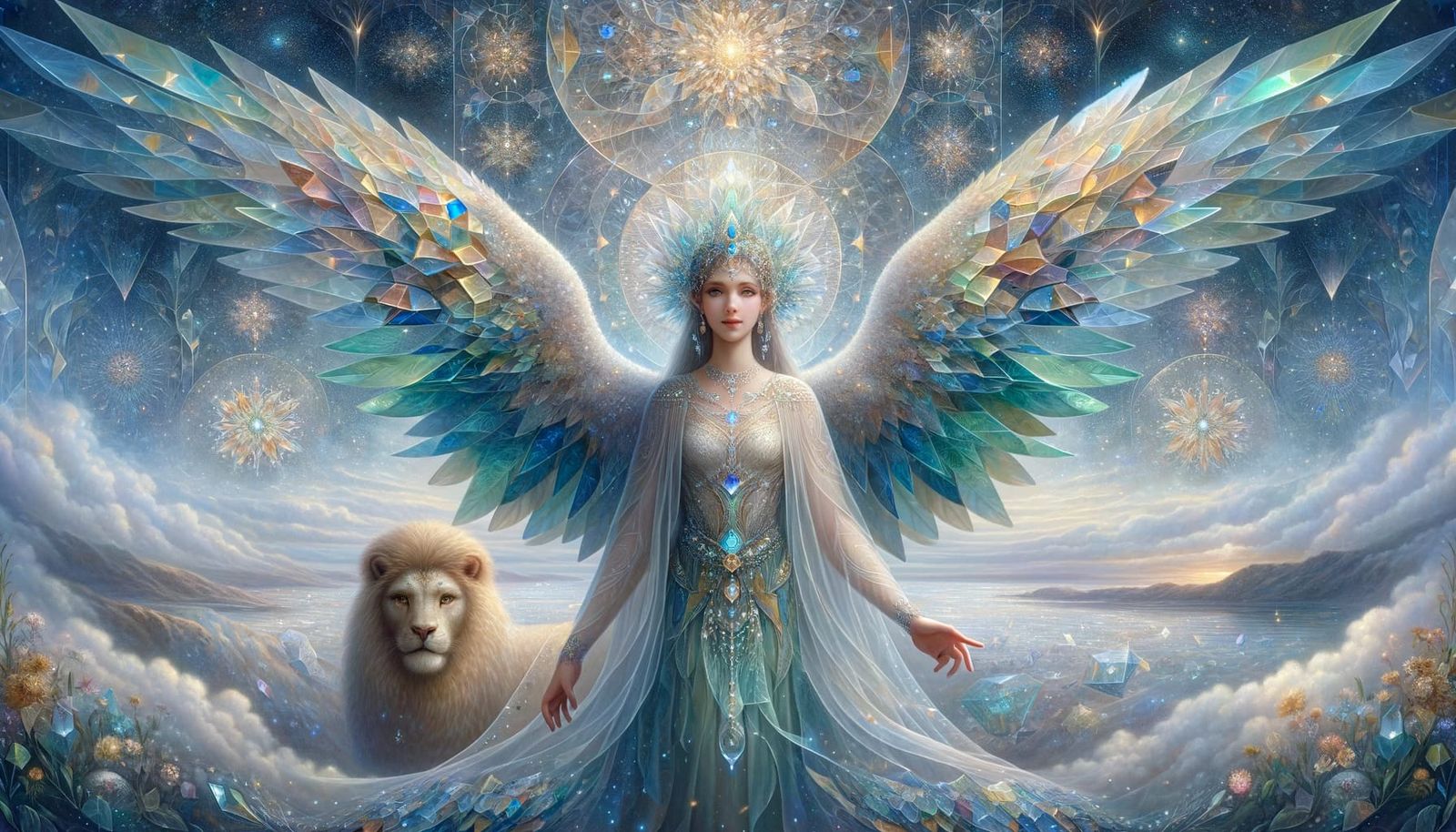 Archangel Ariel with a lion