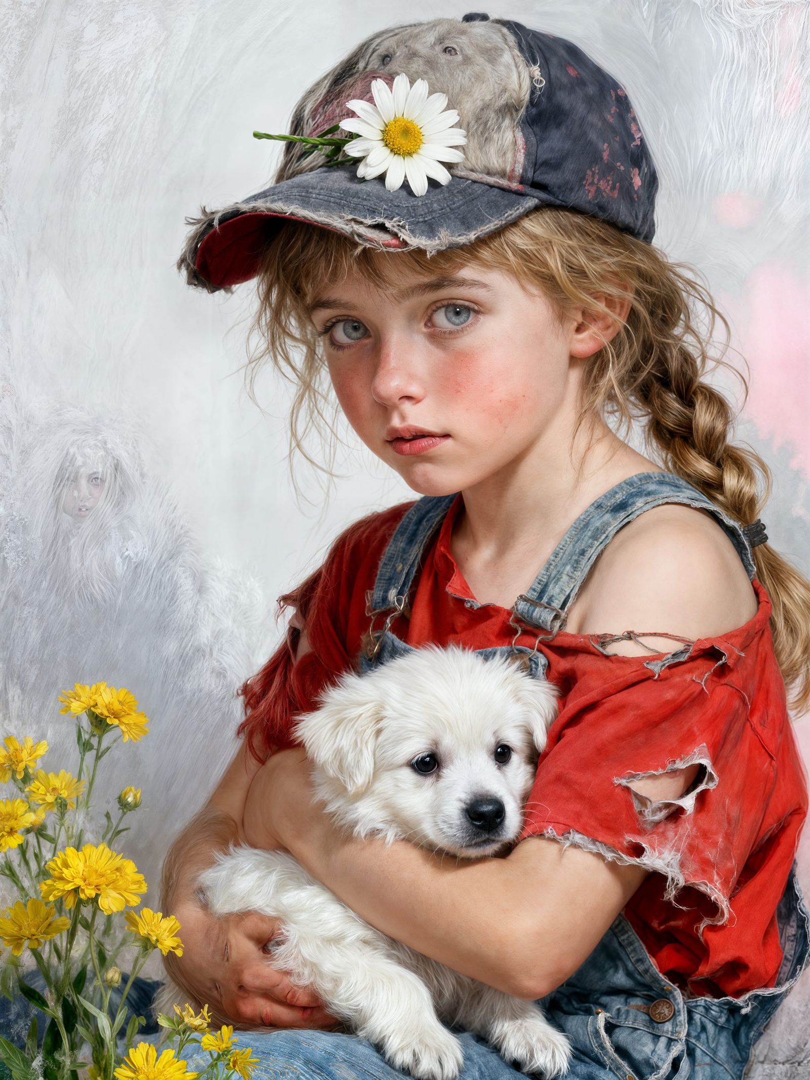 A GIRL AND HER PUPPY 2  by @BERSERKIR