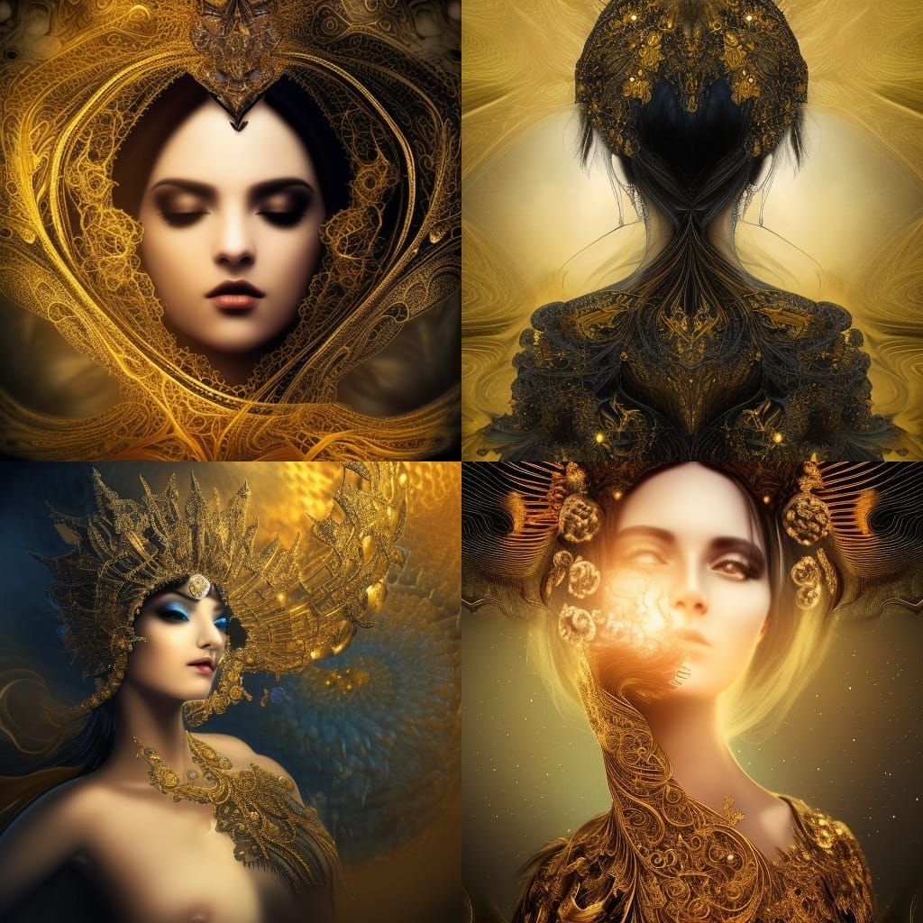Woman with Golden Crown in Digital Oil Painting Style
