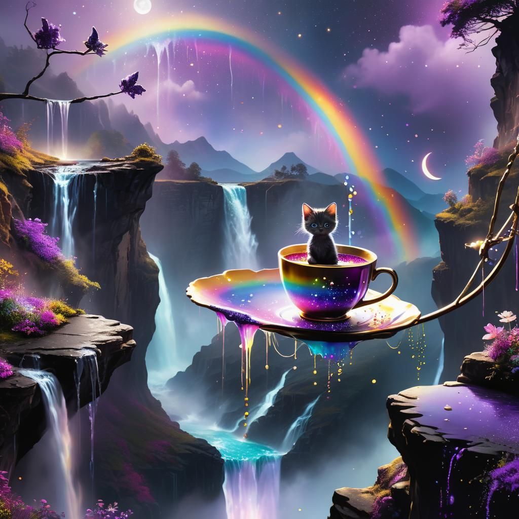 Rainbow Teacup Kitty