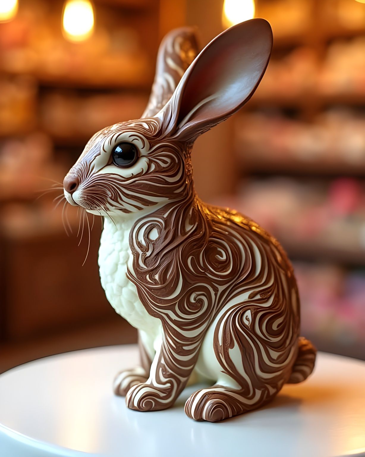 Chocolate bunny sculpture almost too good to eat  by @Gary Murakami