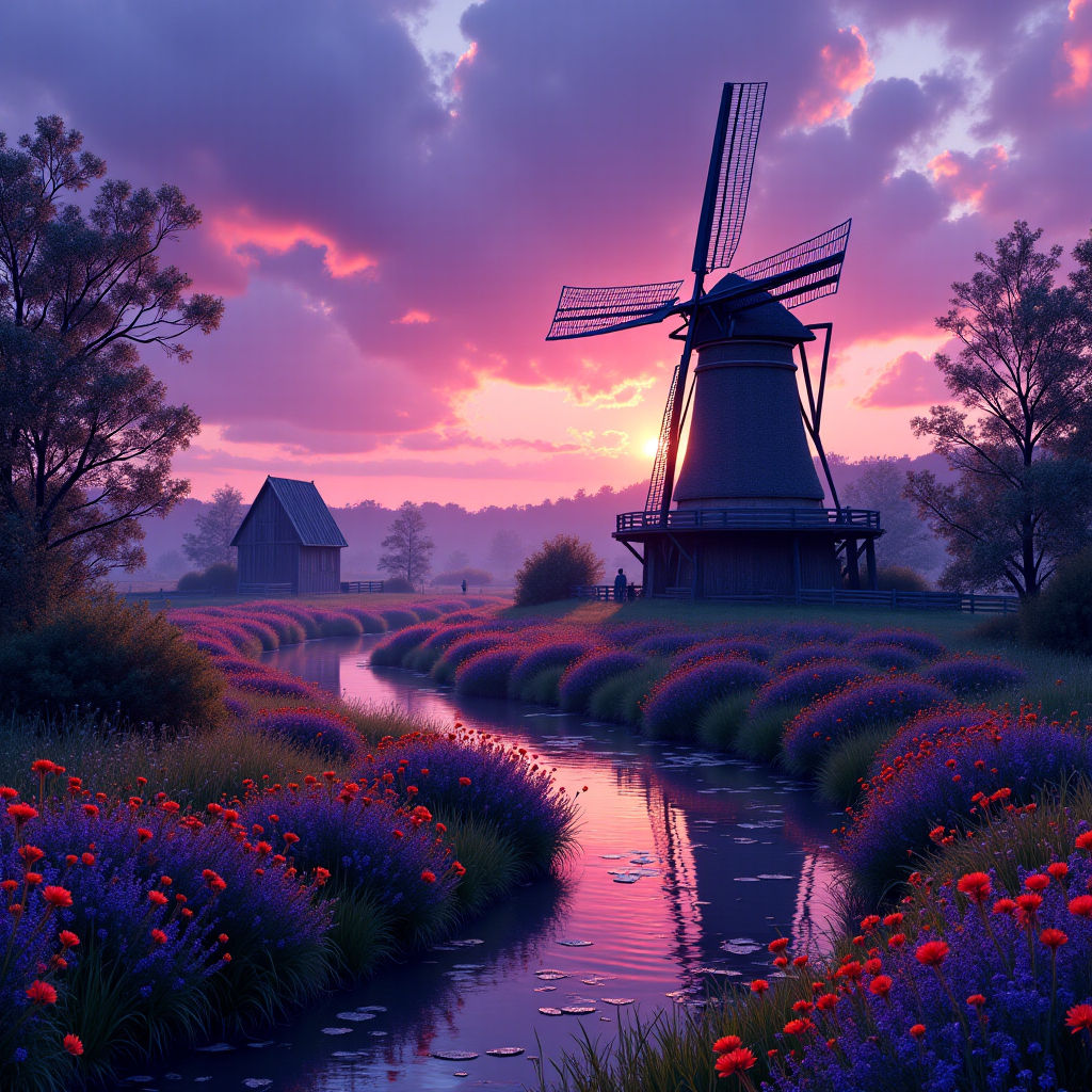 A old dutch windmill on a farm