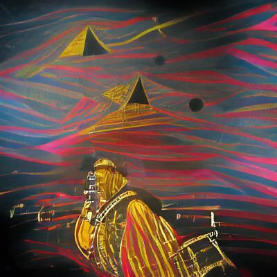 Sun Ra Arkestra; watercolors on black paper