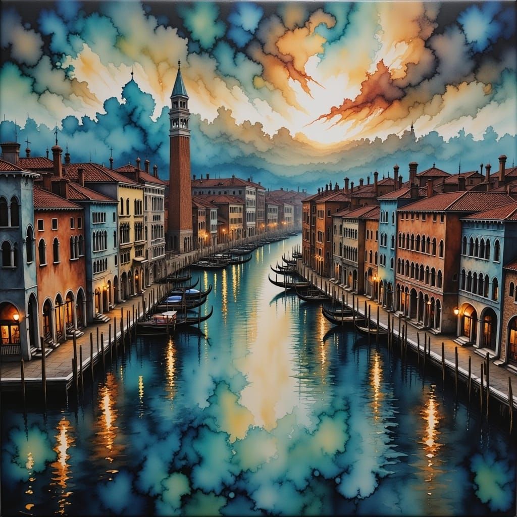 Fantasy Cityscape  <lora:Alcohol Inks:1.1> 