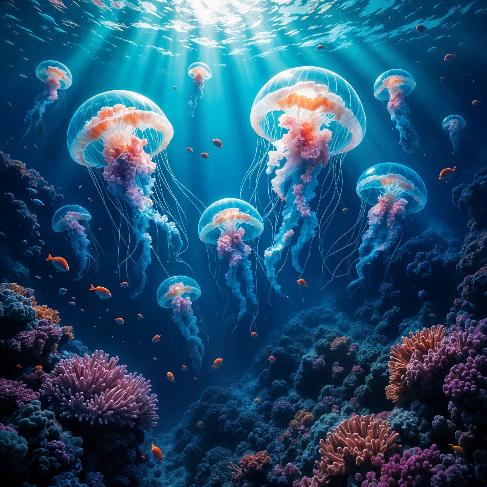 the coral reef and the jellyfishes  by @Sig