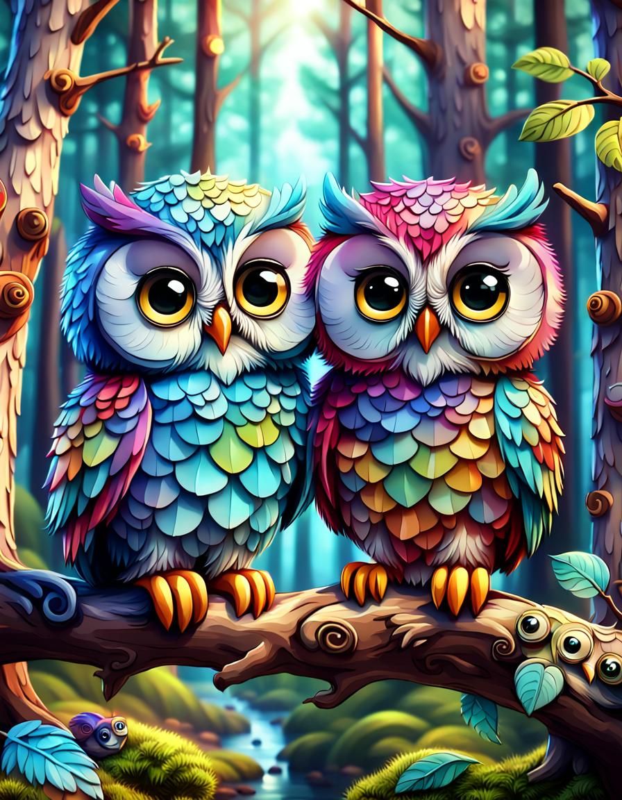 Colourful owls