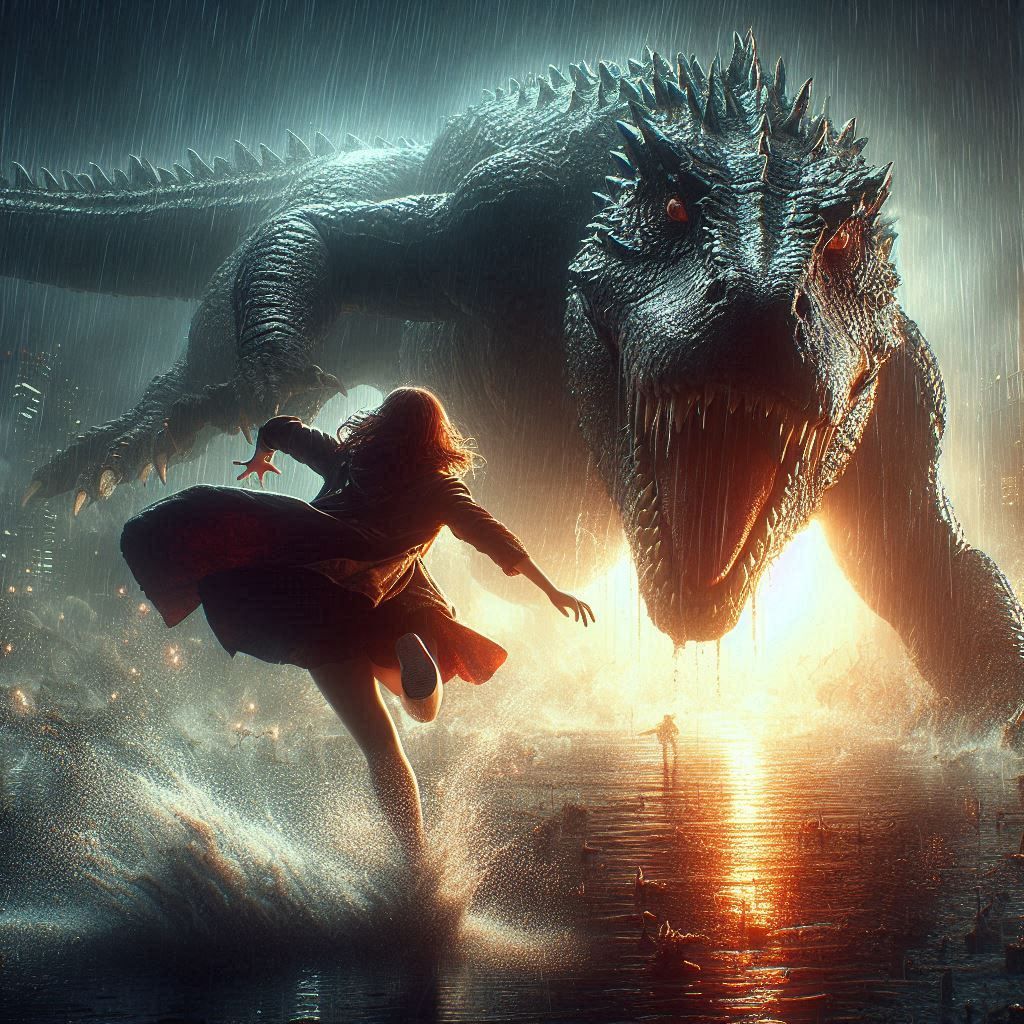 In the rain, with alligator