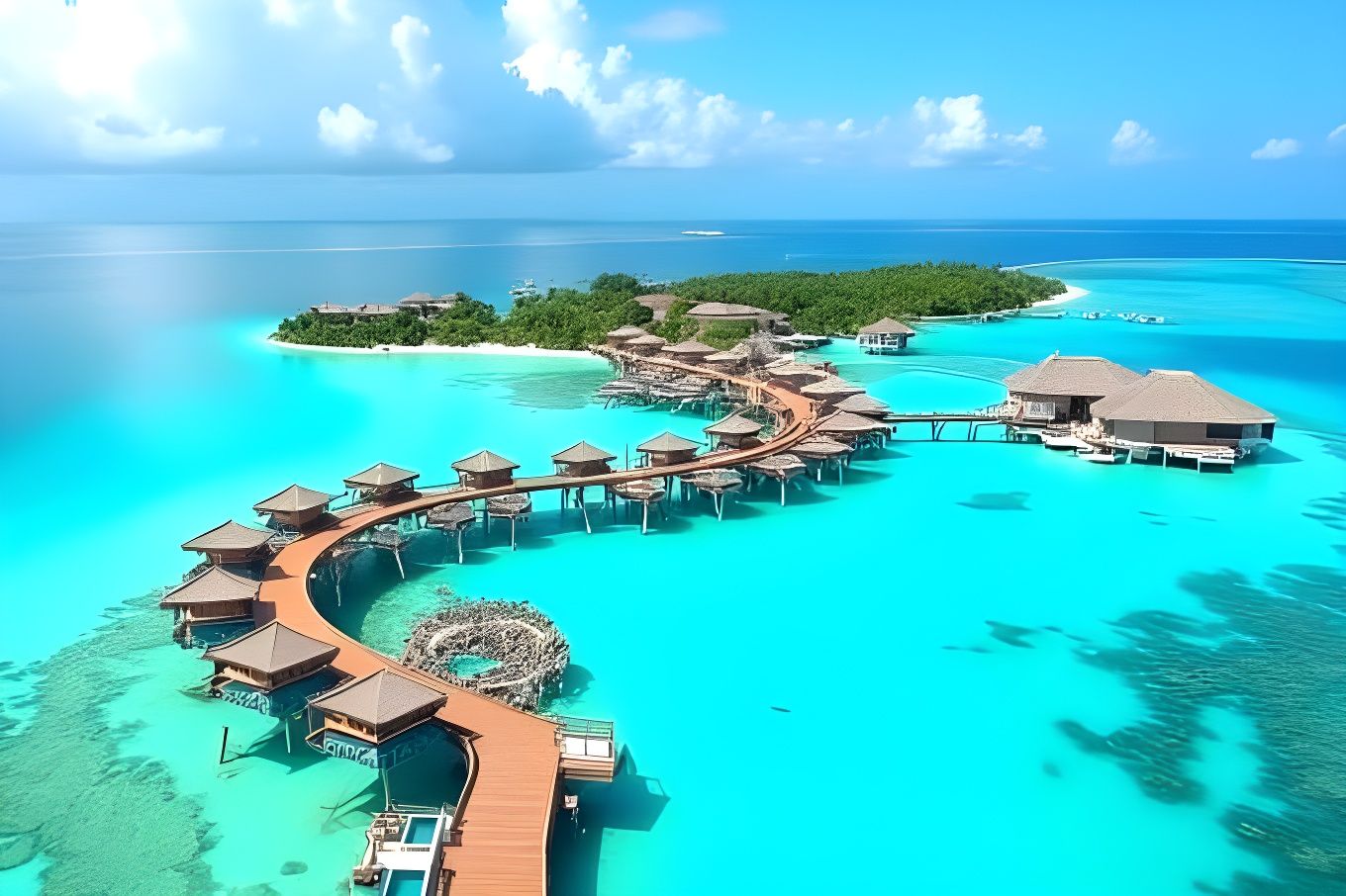 Boardwalk pathway to your bungalow at Soneva Jani in the Maldives  by @Gary Murakami