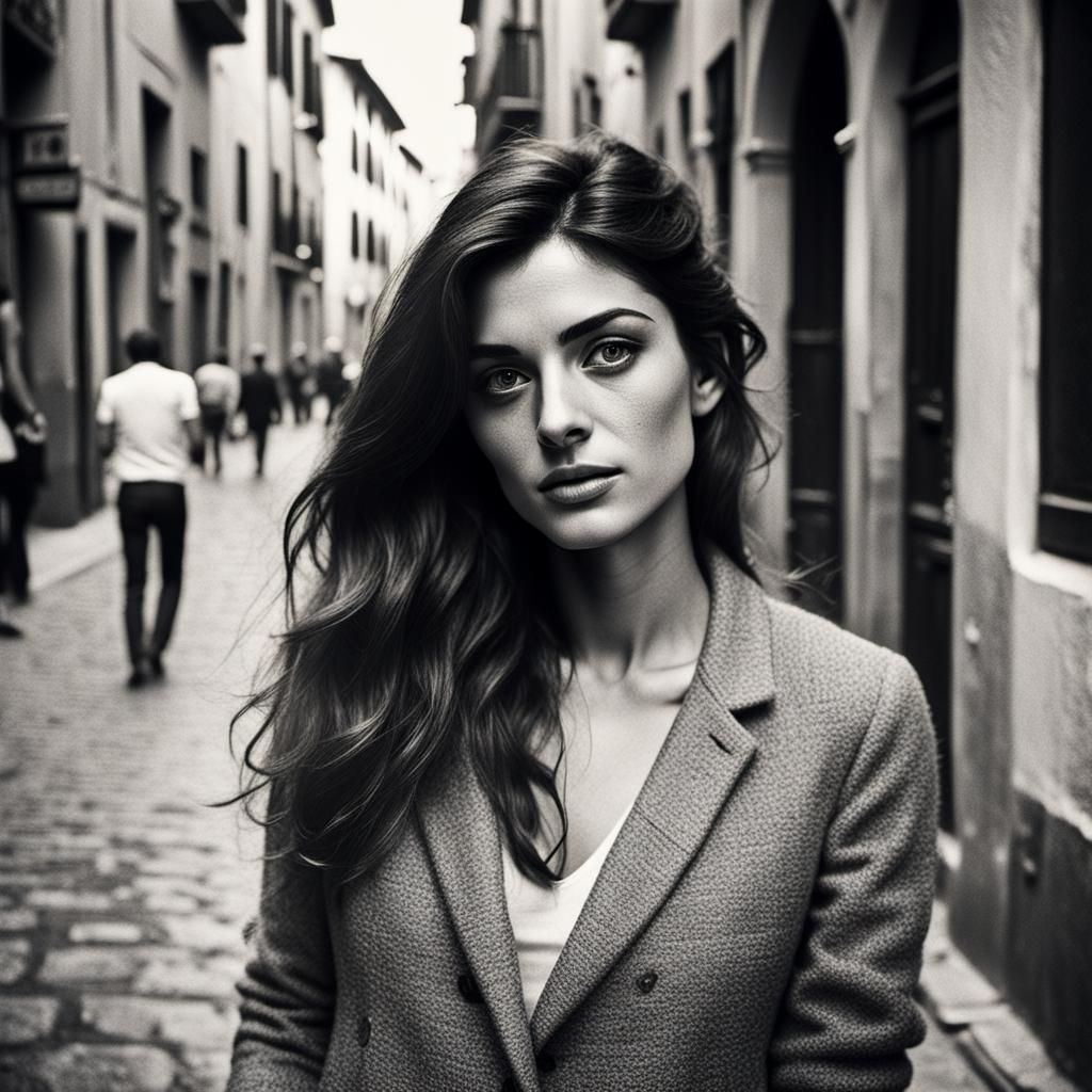 candid photo of a gorgeous Italian working class girl, 23yo,...