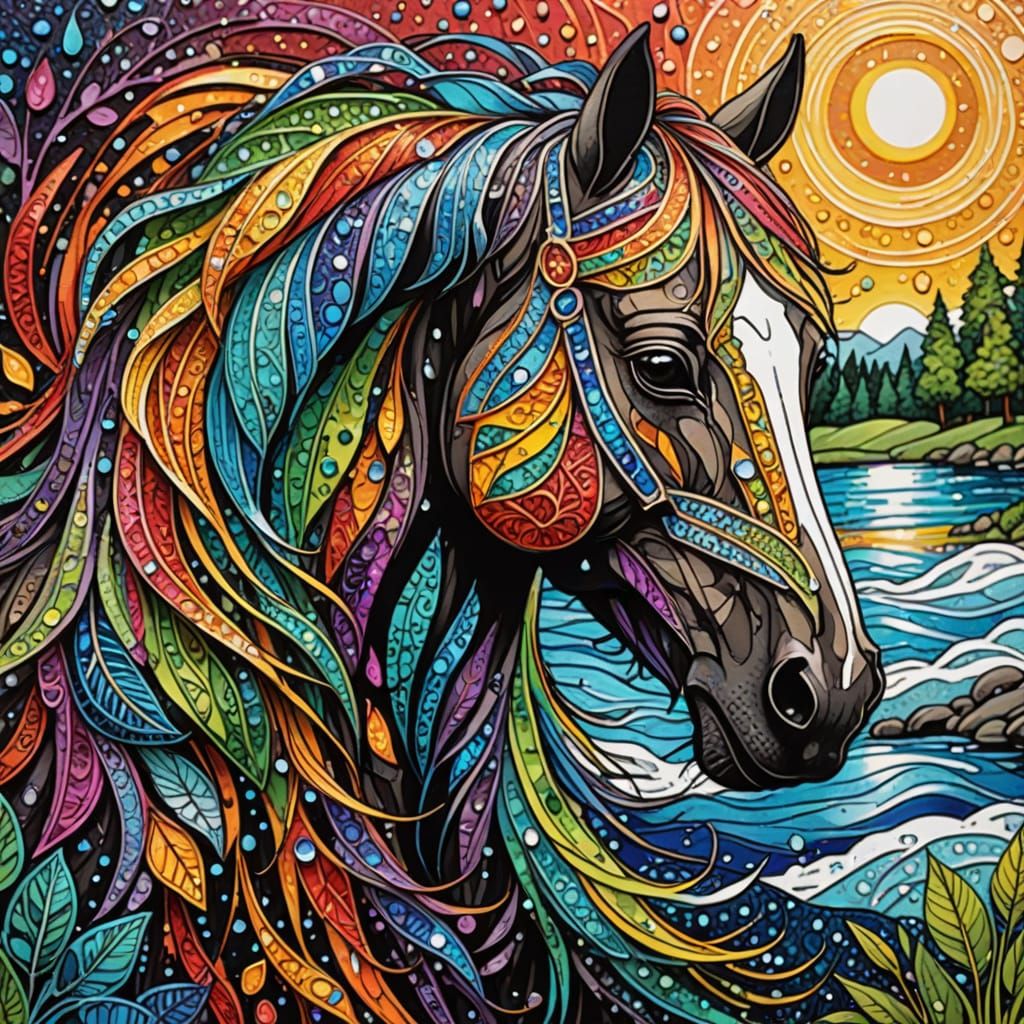 Horse in Zentangle and Foil (9 likes)  by @undefined