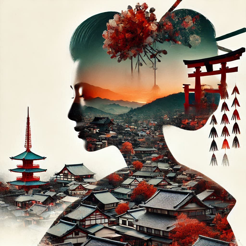 double exposure beautiful fantasy portrait landscape..