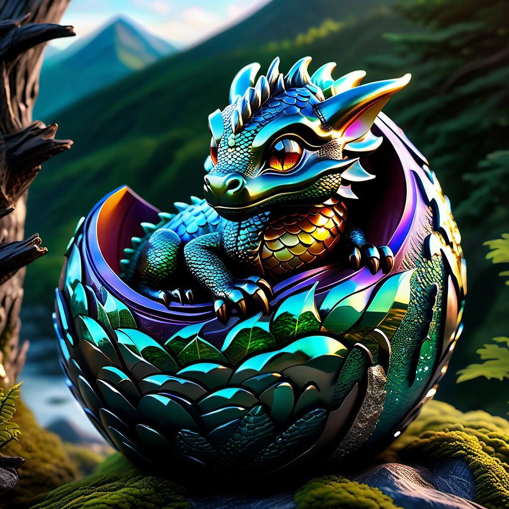 Baby Dragon Hatching - AI Generated Artwork - NightCafe Creator