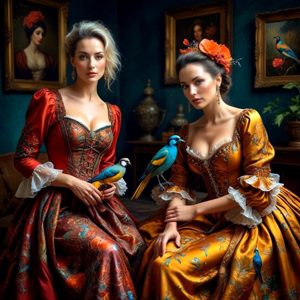 Elegant Women in Whimsical Surreal Landscapes