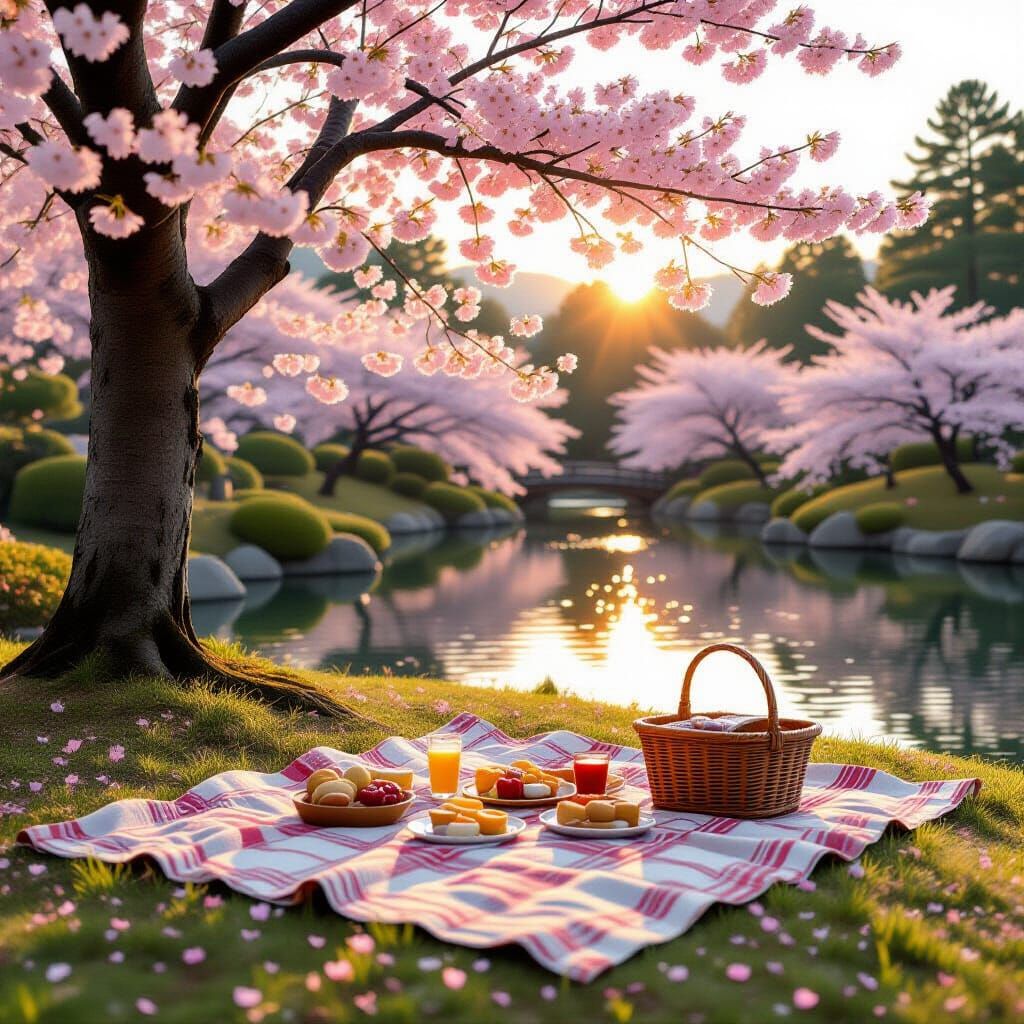 Picnic under a cherry tree  by @Jo