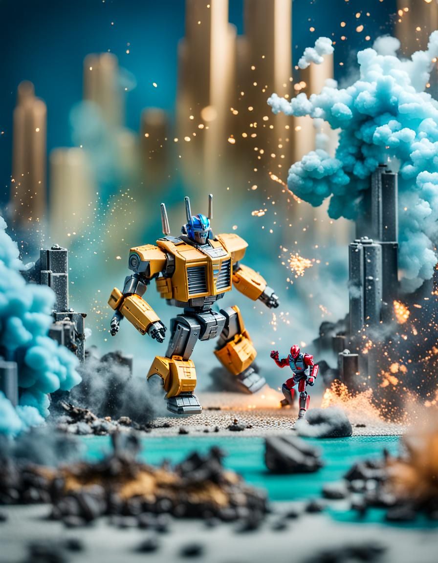 Chromatic Robot Transformer in Epic Action Scene