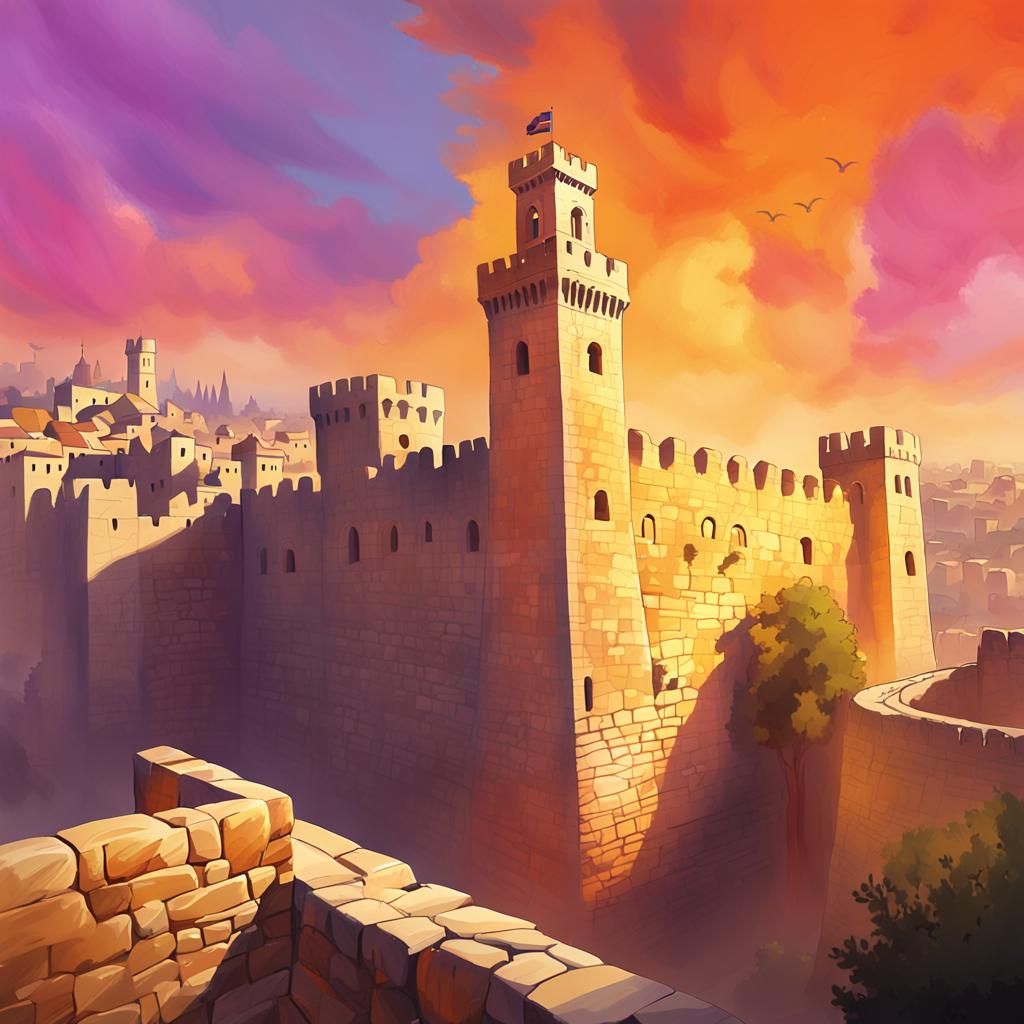 Jerusalem Old City Walls in Golden Light